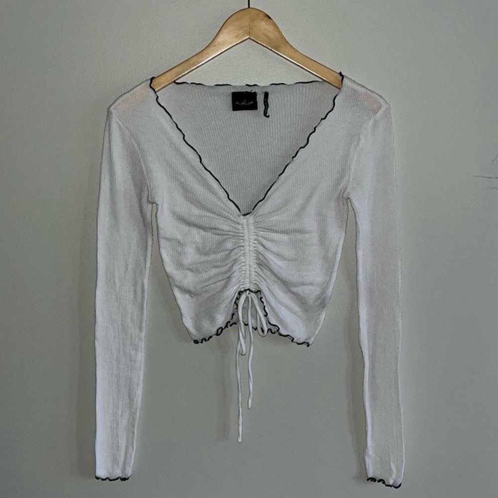 Urban Outfitters Sheer Lettuce Cut Top